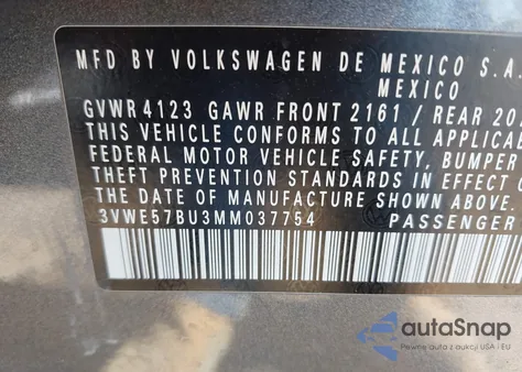 2021 Volkswagen Jetta 1.4T Sel from USA, damaged, VIN 3VWE57BU3MM037754